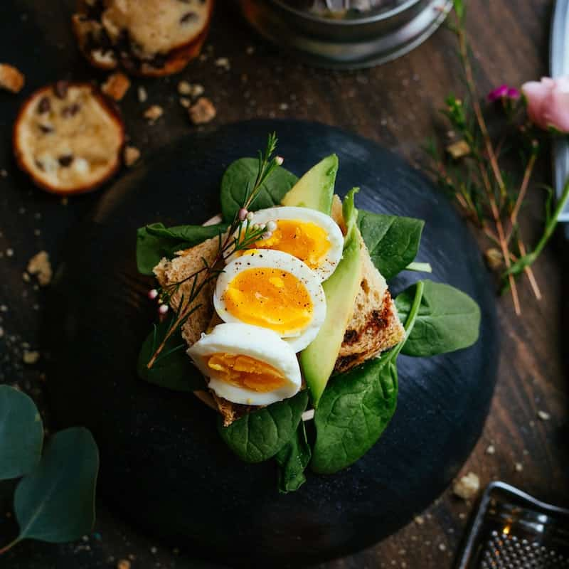 hard boiled eggs over chicken