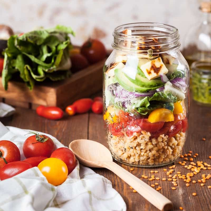 jar filled with healthy veggies